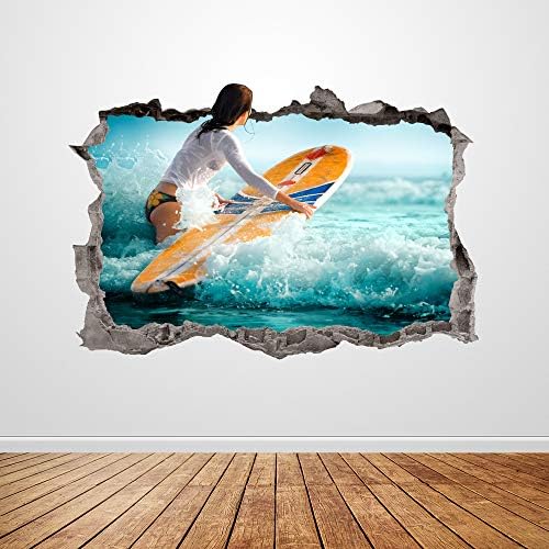Naljepnica za surfanje razbijena 3D grafički surfanje djevojke zidna naljepnica umjetnost mural plakat dječji dekor dekor