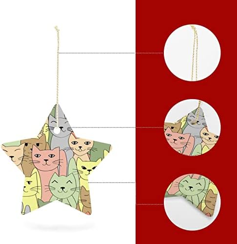 Smiješne mnoge mačke božićne ukrase keramičke zvijezde privjesak Xmas Stablo Viseći ukrasi tiskani