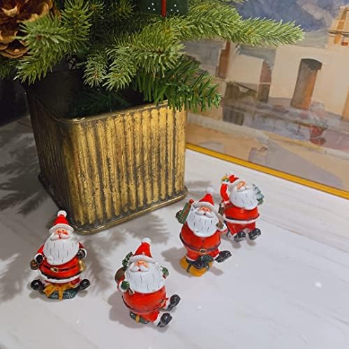 Crafjie božićne minijaturne figurice, 4PCS Mini božićni Djed Mraz ukrasi Božićni minijaturni ukras Santa Santa figurine za