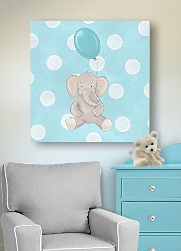 Whimsical Elephant Baloon Party Tema - Polka Dot ispruženi platno vrtić - zidna umjetnost koja čini nezaboravnu ideju za