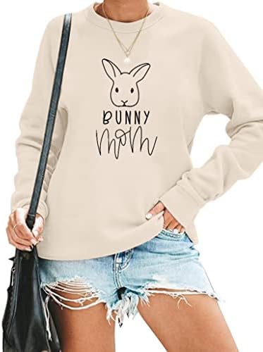 Kimsoong Women Bunny Mom Twimirt Smiješna zečja grafička majica s dugim rukavima majica s dugim rukavima