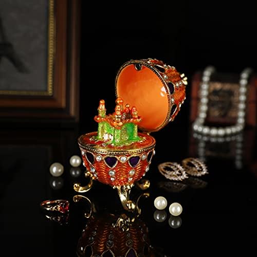 Qifu vintage stil ručno obojena faberge jaja oblik nakita kutija s bogatom caklinom i pjenušavim rinestonesima jedinstveni