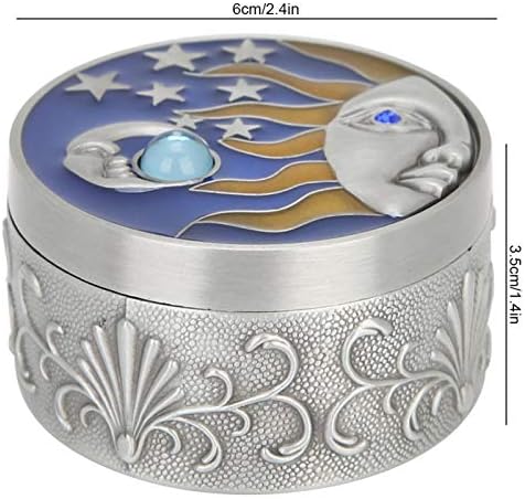 Okrugli okvir za nakit, vintage zvijezda Mjesec uzorka Trinet Box Dekorativna limena poklon kutija s poklopcima za prstenove
