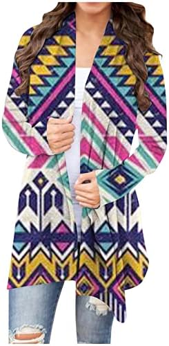 Lagani kardigan za ženski džemper u etničkom stilu aztec print grafički zimski kaputi dugi rukavi otvoreni prednji odjeće