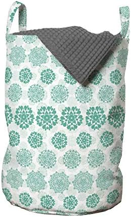 Smaragdna torba za rublje s mjesečevim uzorkom, moderan dizajn s apstraktnim cvjetnim elementima inspiriranim mandalom, košara