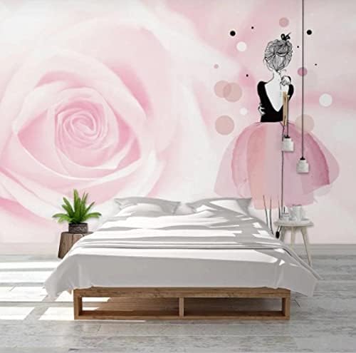 Yosot prilagođena fotografija 3d ružičasta ruža cvjetna baleta djevojka velika muralna pozadina za dječju sobu princeza soba