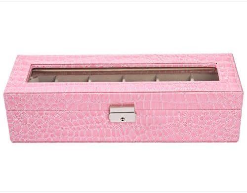 Dekorativne kutije za nakit ,6-bitne kutije za nakit [staklo] 2 kutija za pohranu Narukvice zaslon Narukvice-ružičasta