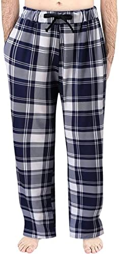 Plada pidžame hlače za muškarce Ljeto udobne duge pj dno ispis elastičnog struka s dnevnim boravcima s džepovima s džepovima