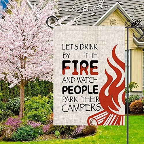 Zabavna vrtna zastava za kampere pijmo uz logorsku vatru i promatramo ljude kako parkiraju svoje kampere vertikalna dvostrana