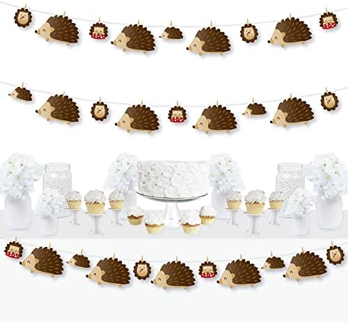 Velika točka sreće šumski ježevi-šumska rođendanska zabava ili dječji tuš Uradi Sam Ukrasi-banner-vijenac na štipaljkama