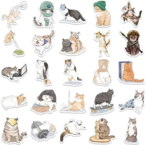 53pcs Kawaii Mačke naljepnice Slatke estetske mačke vinilne naljepnice za djecu s bocom vode, ljupke životinjske kućne ljubimce