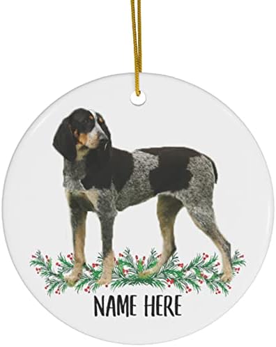 Smiješno personalizirano ime Bluetick Coonhound Crni pokloni 2023 božićno drvce ukrasi krug keramika