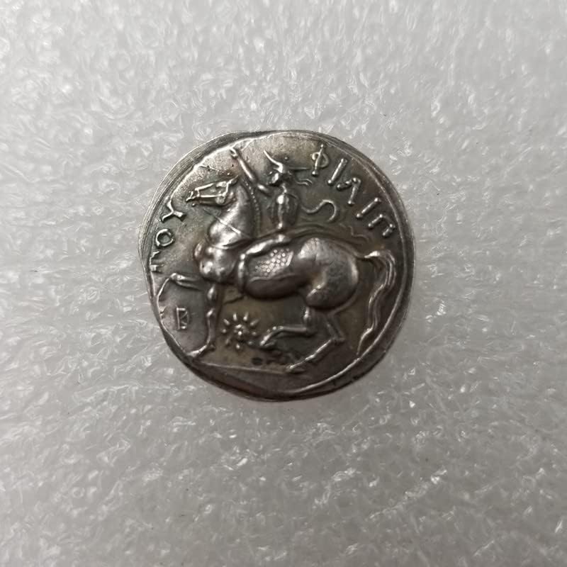 Antikni zanat Grčki novčić bakar srebrni srebrni dolar srebrni krug 3397