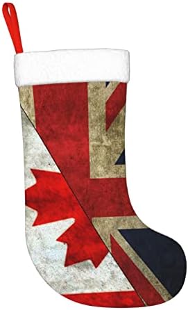 QG ZZX CANADA UK Britiska zastava božićna čarapa Božića čarapa Kamin Viseća čarapa 18 inča odmor za odmor