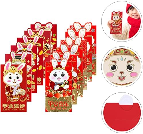 24pcs omotnice 2023 Kineska Nova Godina zeca Hong Bao Sretni novčani paketi Kineska Nova godina mjesečevog zodijaka zeca