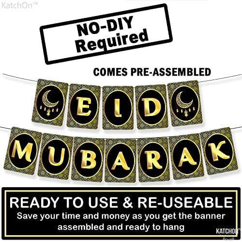 Kacchon, Eid Mubarak natpis za dom - velikih 10 stopa, bez DIY | Eid Mubarak ukrasi | Crni i zlatni Eid Mubarak za Eid ukrase