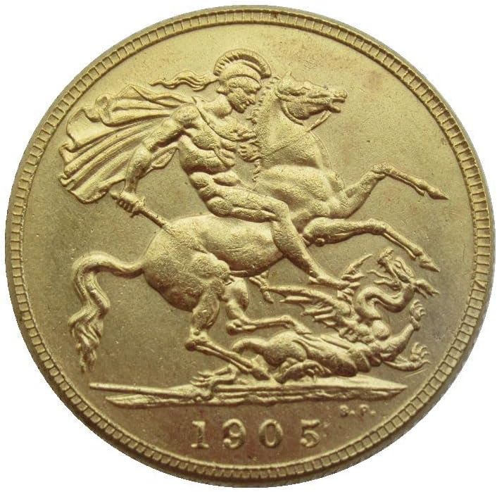 Velika Britanija 1 suverena zlatna funta 1902-1910 9 Strani kopija Zlatna prigodna kovanica