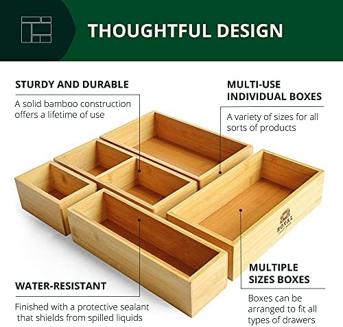 Royal Craft Wood Bamboo Storage Box Set od 5 s setom od bambusa od 8