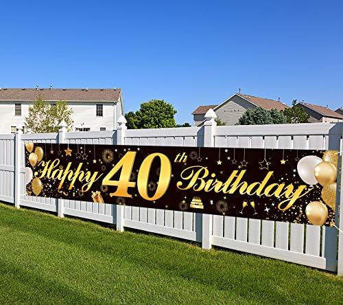 40. rođendanski natpis Sretan rođendan, pozadinski natpis za rođendansku zabavu za muškarce i žene do 40 godina, trajni crni