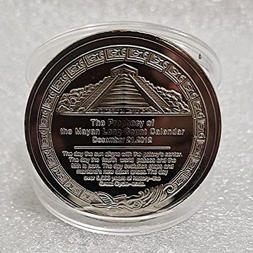 Cryptocurrency Silver Pleaded Commemorative Coin Maya Coin Coin Coin Pyramid Sundial Coin sa zaštitnim naslovnica