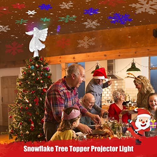 Božićno drvce Topper, orenični anđeo božićno drvce Osvijetljeno LED rotirajući šareni projektor snježne pahuljice, šuplje