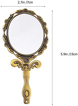 Vintage ručno ogledalo, Ogledalo za kozmetičku šminku, sklopivo metalno ogledalo, Džepno kompaktno ogledalo za žene, putni