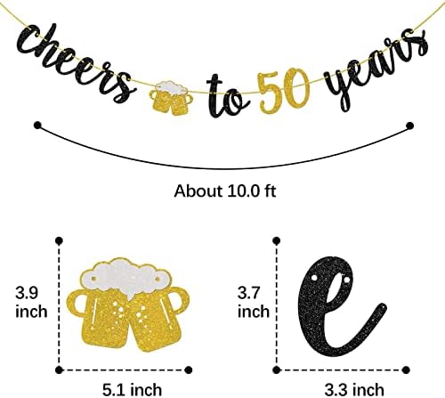 Helewilk Black Glitter navija na 50 godina natpisa, sretna pozadina za 40. rođendansku zabavu rekvizita za muškarce za muškarce,