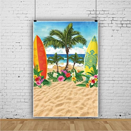 Pozadina ljetne plaže pozadina tropske obale pješčana plaža kokosove palme pozadina daske za surfanje Cvjetno plavo nebo