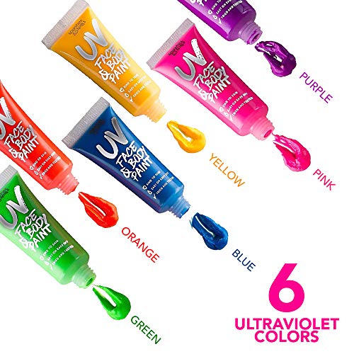 UV Glow Blacklight Face and Body Paint -8 Color 1OZ - Day or Night Stage  Clubbing or