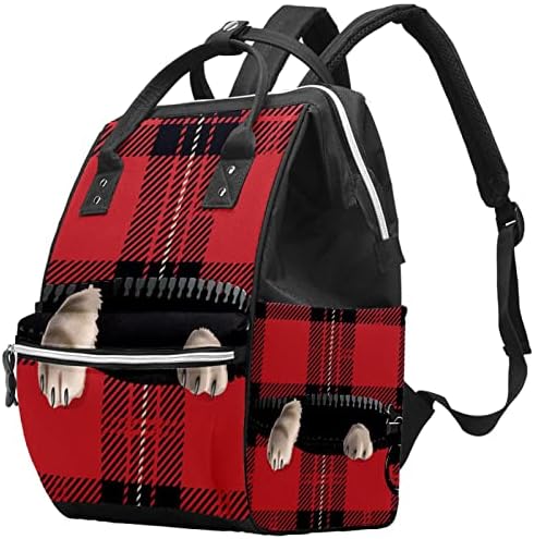 Guerotkr putuju ruksak, vrećica pelena, vrećice s pelena s ruksakom, crvena karirana mačka šapa