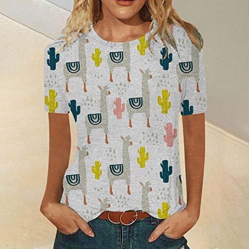 Ženski vrhovi ljetni kratki rukavi majice vrhovi trendi print casual okrugli vrat labav fit casual majice majice košulje