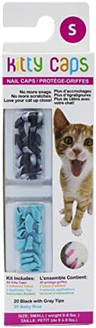 Kapice za nokte za mačke / crne sa sivim vrhovima i dječje plave, male, 40 komada-3 pakiranja/ sigurna, elegantna i humana