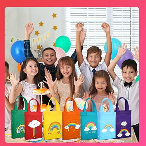 Ferraycle 24 PCS Rainbow Party za višekratnu upotrebu netkanih poklon vrećica Rainbow Goody poslastica vrećice Mini Tote