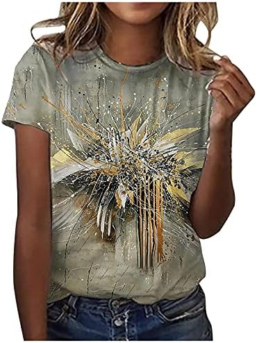 2023. ljetni modni vrhovi za žene Dressy Casual Creveck majica s kratkim rukavima Slatka print labava fit bluza košulja