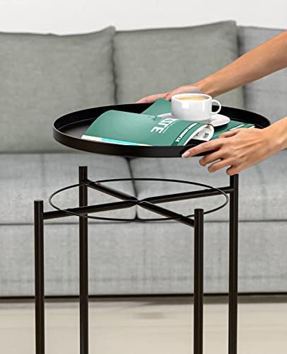 Pomoćni stolić-mali okrugli pomoćni stolić, stolić za kavu s naglaskom, vanjski i unutarnji metalni stolić za grickalice