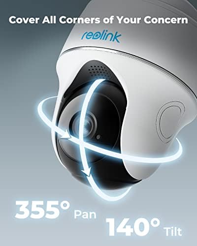 Reolink 360 ° View Security Camera bežični vanjski, pan nagib solarni napajanje s noćnim vidom od 2K 4MP, pametno otkrivanje