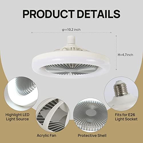 Novflam Mali moderni srebrni stropni ventilator s LED svjetlom, mini 10 inčni niskoprofilni stropni ventilator sa svjetlima,