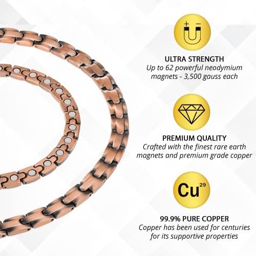 Magnetrx® bakrena magnetska ogrlica - magnetska ogrlica ultra čvrstoće - 99,9% čista bakrena ogrlica s magnetima