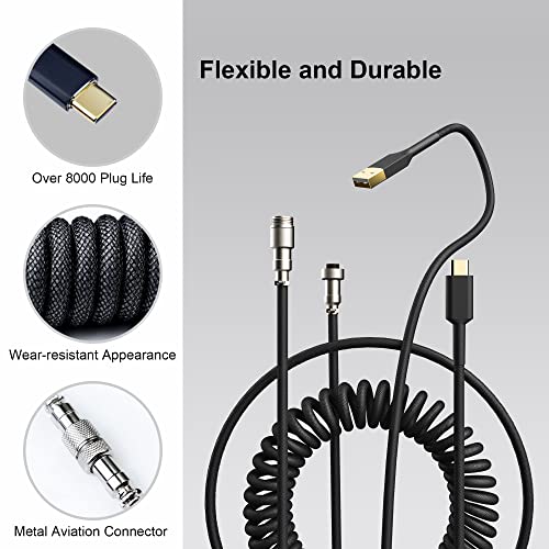 Spiralni kabel tipkovnice XVX, običaj spiralni kabel USB C za mehaničke tipkovnice Kabel gaming tipkovnice s dvostrukim rukava