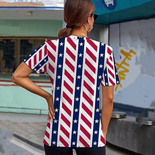 Ženske patriotske majice Dan neovisnosti Dan zvijezda Star Stripe Tiskani ljetni ležerni okrugli vrat kratki rukavi bluza