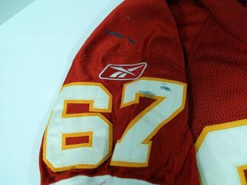 2002 Kansas City Chiefs Devin Wyman 67 Igra Korištena Red Jersey 50 DP31360 - Nepotpisana NFL igra korištena dresova