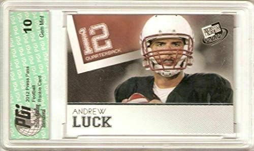 Andrew Luck Stanford Colts 1 2012 Press Pass First Licenged Rookie Card PGI 10 - Nogometna ploča s rookie karticama