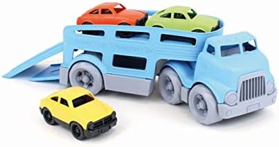 Zeleni automobil s igračkama-nosač, plavi-igra pretvaranja, razvoj motoričkih sposobnosti, dječje vozilo s igračkama. Ne