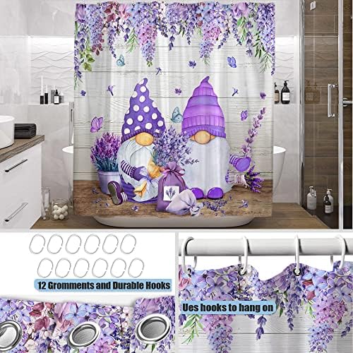 ONECMORE LAVENDA GNOME ZUMORNI ZUSTI ZAJEDNICA Rustikalna drvena ploča akvarel ljubičasto cvjetni leptir dekor za kućne kupaonice