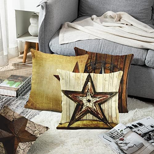 Emventnost set od 4 jastuka za jastuke rustikalne zemlje Western Star staje drvena kabina zapadno primitivni ukrasni jastučni