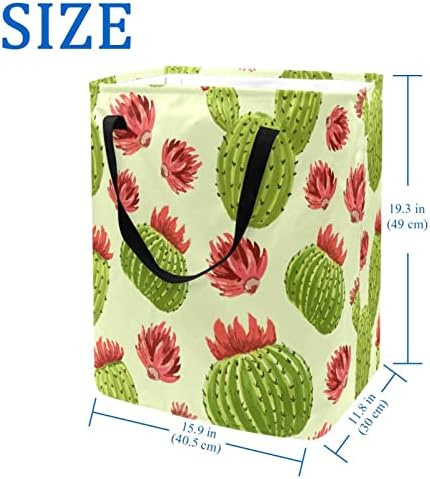 Kaktus zeleni uzorak s printom crvene boje sklopiva košara za rublje, 60L vodootporne košare za rublje, košara za pranje