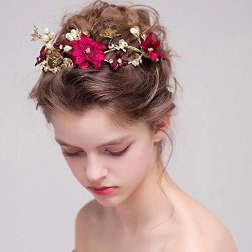 Zlatni listić cvjetne tijare rhinestone krunski pokrivalo za glavu nevjesta princeza vjenčanje pokrivalo za glavu nakit za