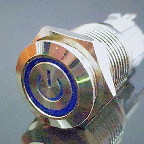 19 mm metalni pritisak gumb za zaključavanje momentalnog vodootpornog prekidača LED Svjetlo simbol ravna glava plava zelena