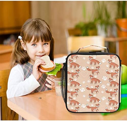; Izolirana torba za ručak s printom lisičje šape, termalna vrećica za hladnjak za višekratnu upotrebu, torba za piknik na