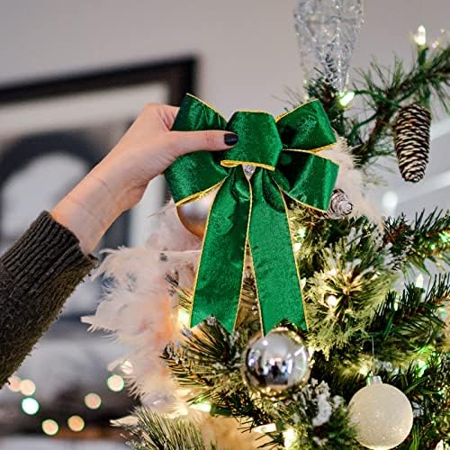 Tamnozelena baršunasta vrpca na žici za zamatanje poklona, božićno drvce
